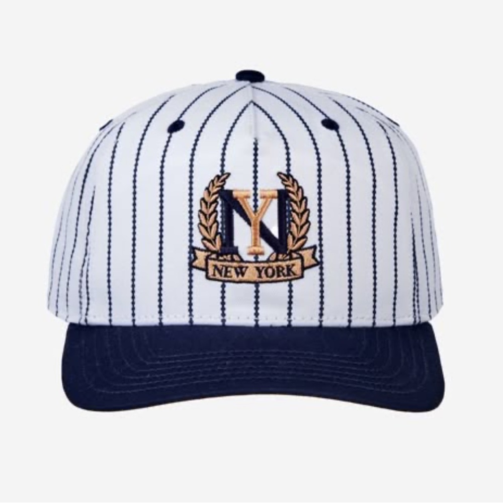 NWT! New York Navy and White Striped SnapBack